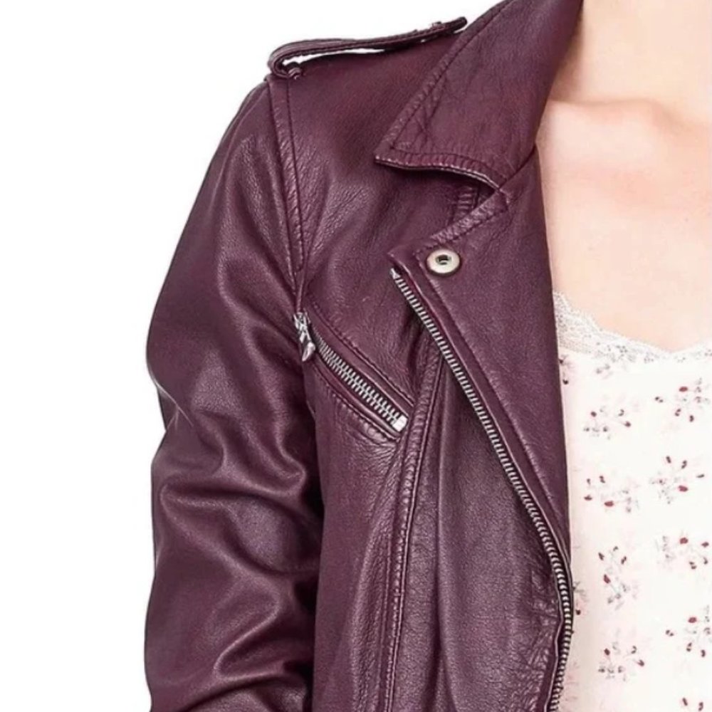 Rebecca Taylor Lamb Leather Biker Jacket Size 8